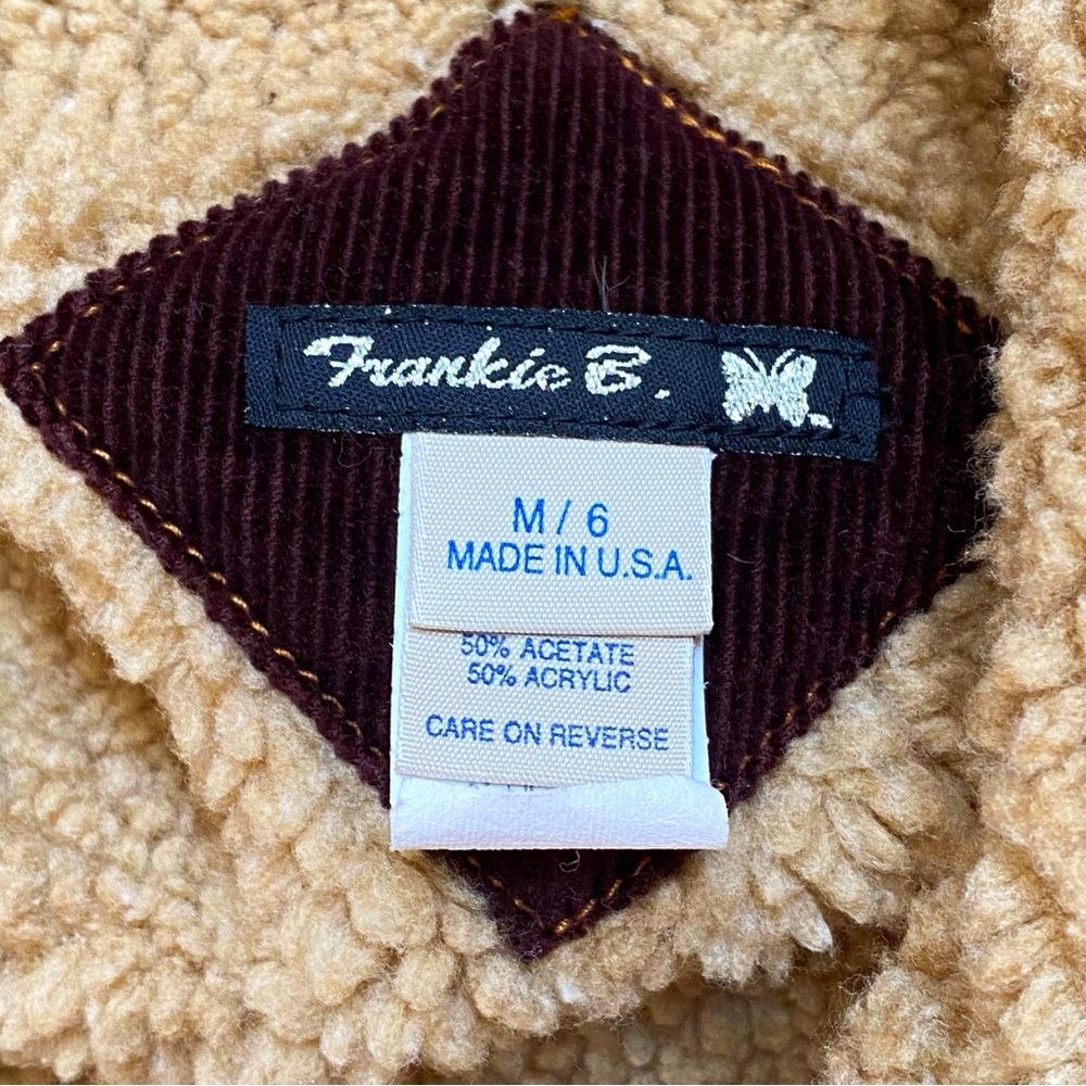 VINTAGE FRANKIE B. BROWN CORDUROY SHERPA LINED  BUTTON UP JACKET - Picture 6 of 8